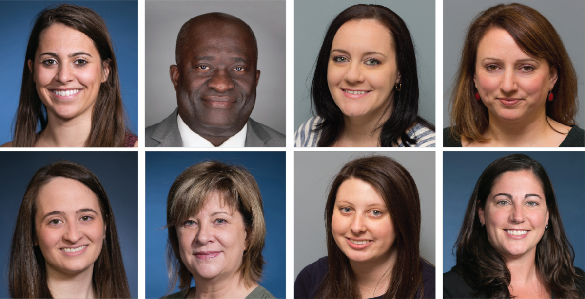 Left to right: Caitlin Alves, PA-C, John Asare, PA-C, Nina Howe, ACNP-BC, Kathy Krafsig, ACNP-BC, Natalie Parslow, PA-C, Patricia Noe, PA-C, Cassie Shilo, AGACNP-BC, and Crystal Queally, ACNP-BC