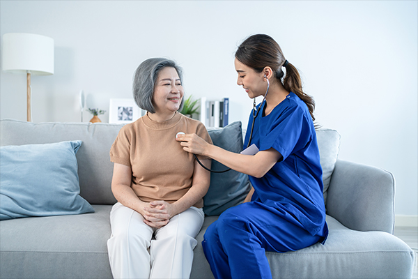  patient and caregiver at home