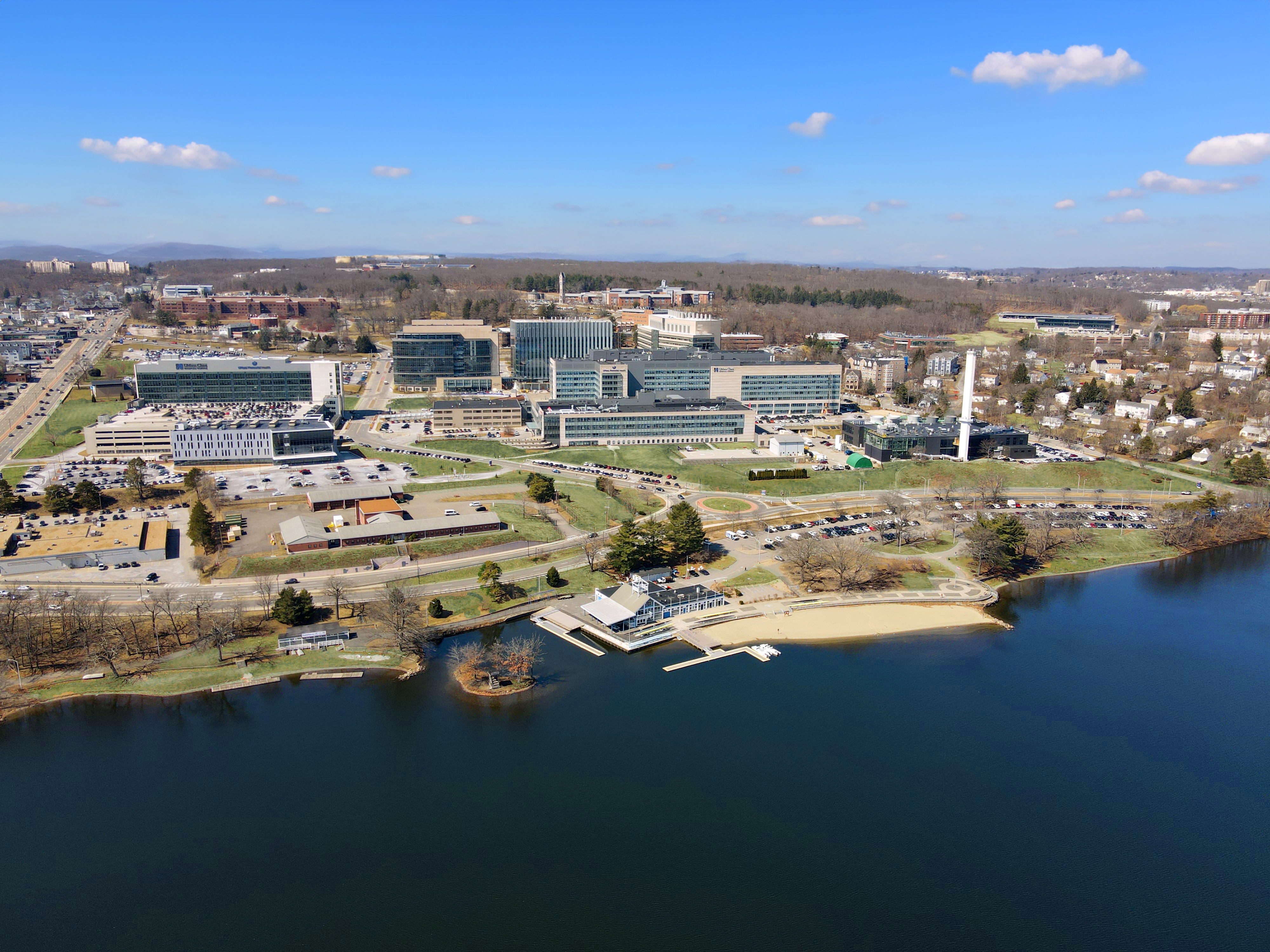 aerial photo of UMass Chan