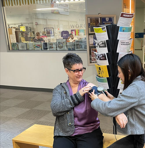 demonstration with blood pressure cuff