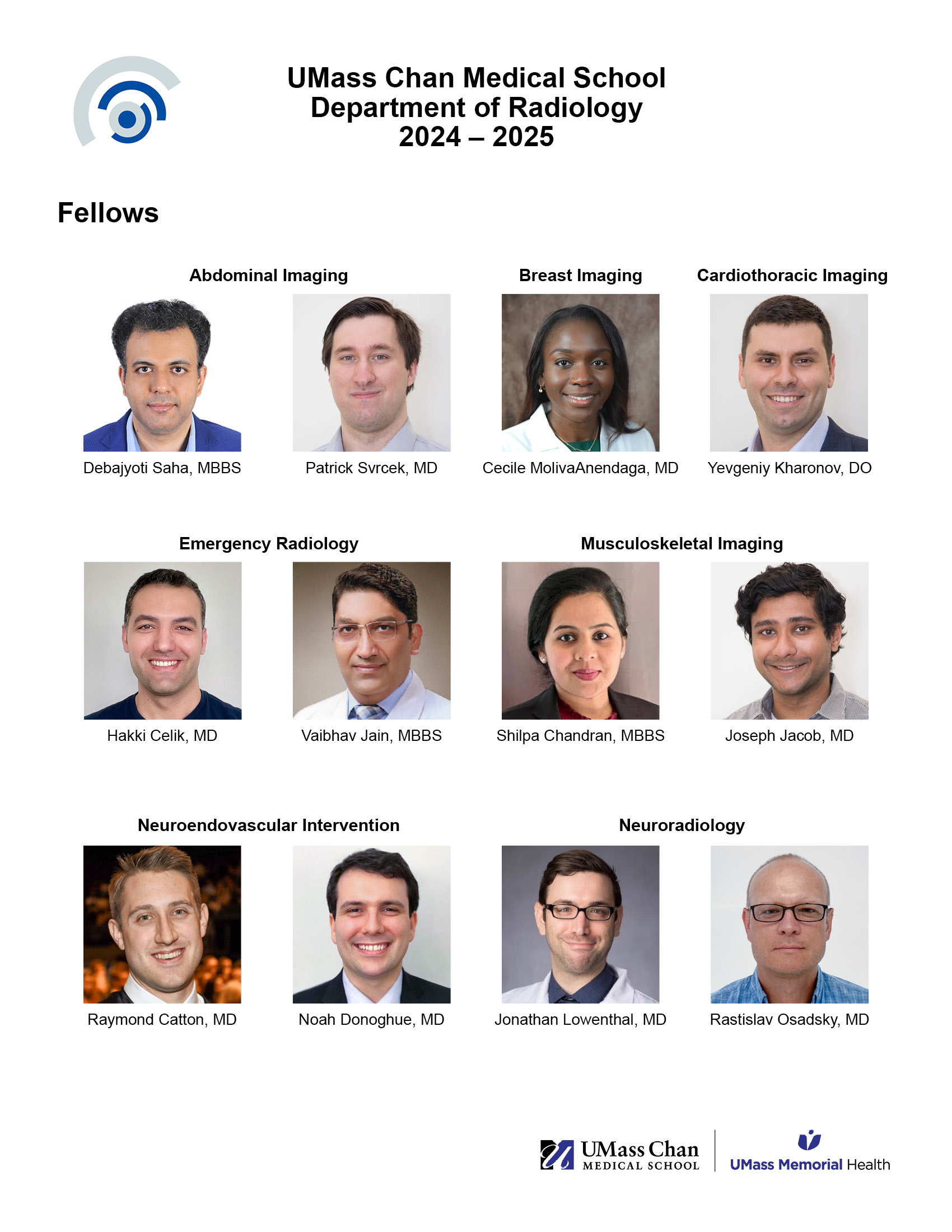 Radiology Fellows 2024-2025