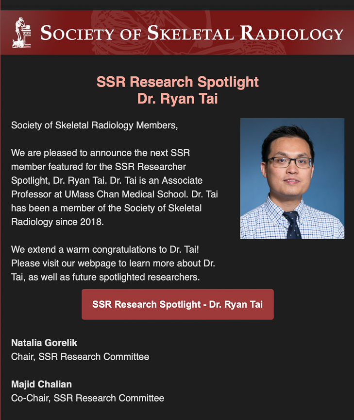 SSR Spotlight Researcher - Ryan Tai, MD