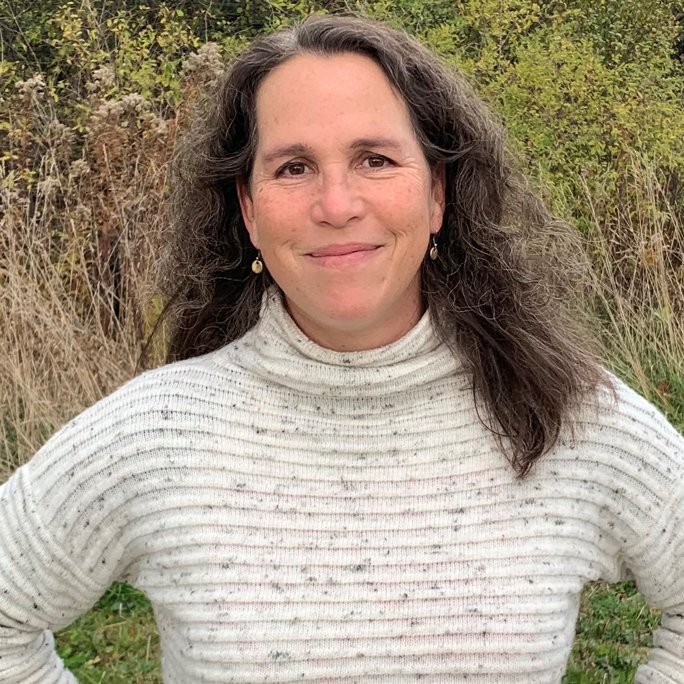 white woman with long brown hair