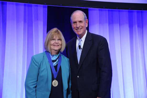 Karen Green, MD, recipient of the 2014 Chancellor’s Medal for Distinguished Clinical Excellence, with the Chancellor