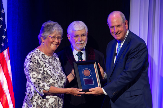 Ann Aghababian, Gregory Volturo, MD, and Chancellor Collins