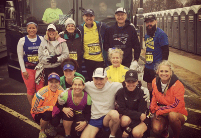 Thin Hom Aung, far left, ran the 2015 Boston Marathon to help raise funds for ALS research at UMass Medical School. 