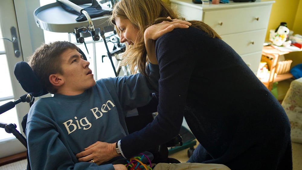 Ben looks at his mother, Jennifer Siedman