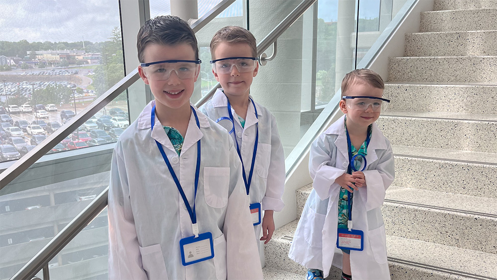 Brothers Jack, Scott and Tommy visit UMass Chan Medical School in 2024