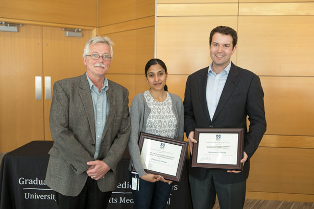 Dean Carruthers with Student Community Service award recipients Priyanjali Ghosh and Nathaniel Erskine