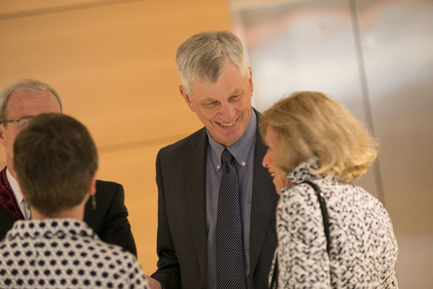 Former UMass President Jack Wilson speaks with Shirley Siff.