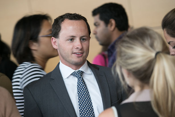 Patrick Lowe, a student in the Szabo lab, at the reception.