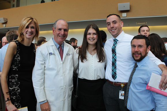 Chancellor Collins poses with, from left, Kathryn Kennedy, Jaclyn Davis, Malek Mazzawi and Sam Adelman.