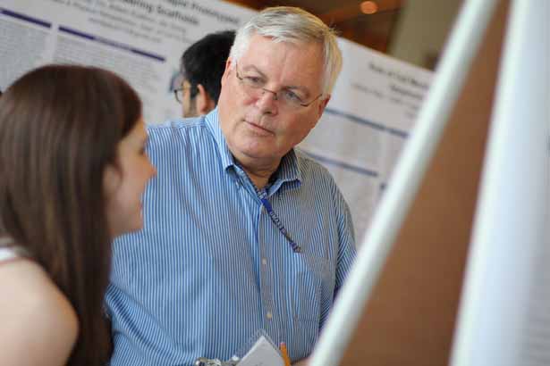 Lab host and Professor of Microbiology & Physiological Systems Jack Leonard, PhD, hears from Scripps College senior Kristen Keller.