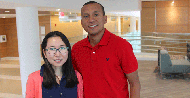 Steering committee chair Huayan Sun (left) and Regino Mercado-Lubo, MD, are members of the UMMS eClub.