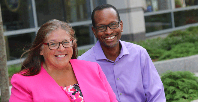 IMSD grant co-PIs Kate Lapane, PhD, and Brian Lewis, PhD. 