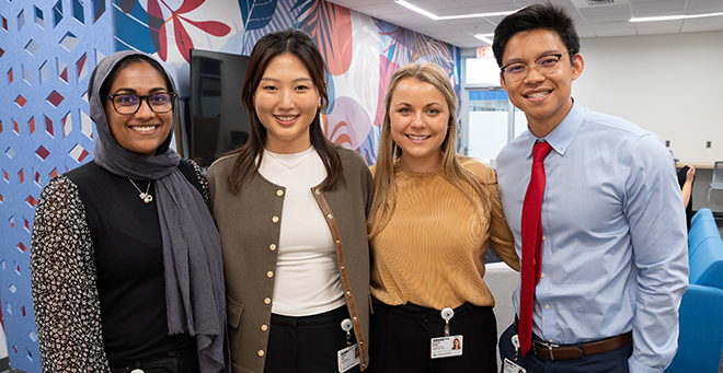 Medical students Sana Baban, Jessica Pan, Sophia Rose and Ethan Jose Chivi and Sophia Rose carpooled to the event from Worcester. 