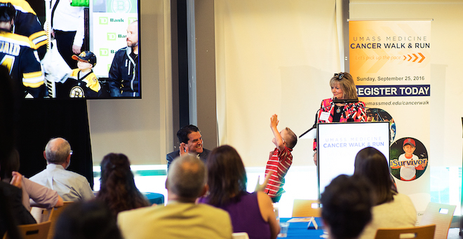 WCVB-TV, MassLive, CharterTV3 spotlight Liam ‘Fist-bump Kid’ Fitzgerald at UMass Medicine Cancer Walk/Run kickoff