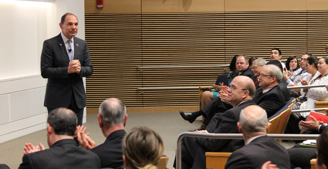 U.S. Department of Veterans Affairs Secretary Robert A. McDonald at UMass Medical School in Worcester on Thursday, Jan. 14