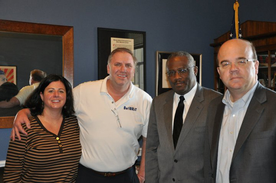 (From left) Cherylann and Len Gengel, former Haitian Ambassador to the U.S. Raymond Joseph, and U.S. Rep. James P. McGovern are shown in this 2013 picture in Haiti.