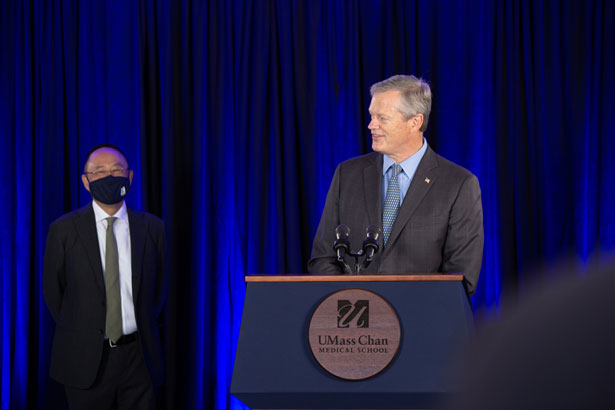 Massachusetts Gov. Charlie Baker said UMass Chan Medical School’s high ranking in primary care education is key.