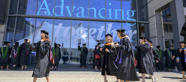 Graduates in caps and gowns